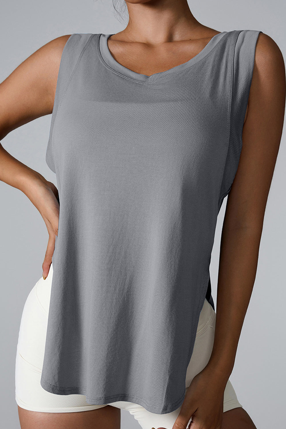 Slit Round Neck Active Tank - Parsifale