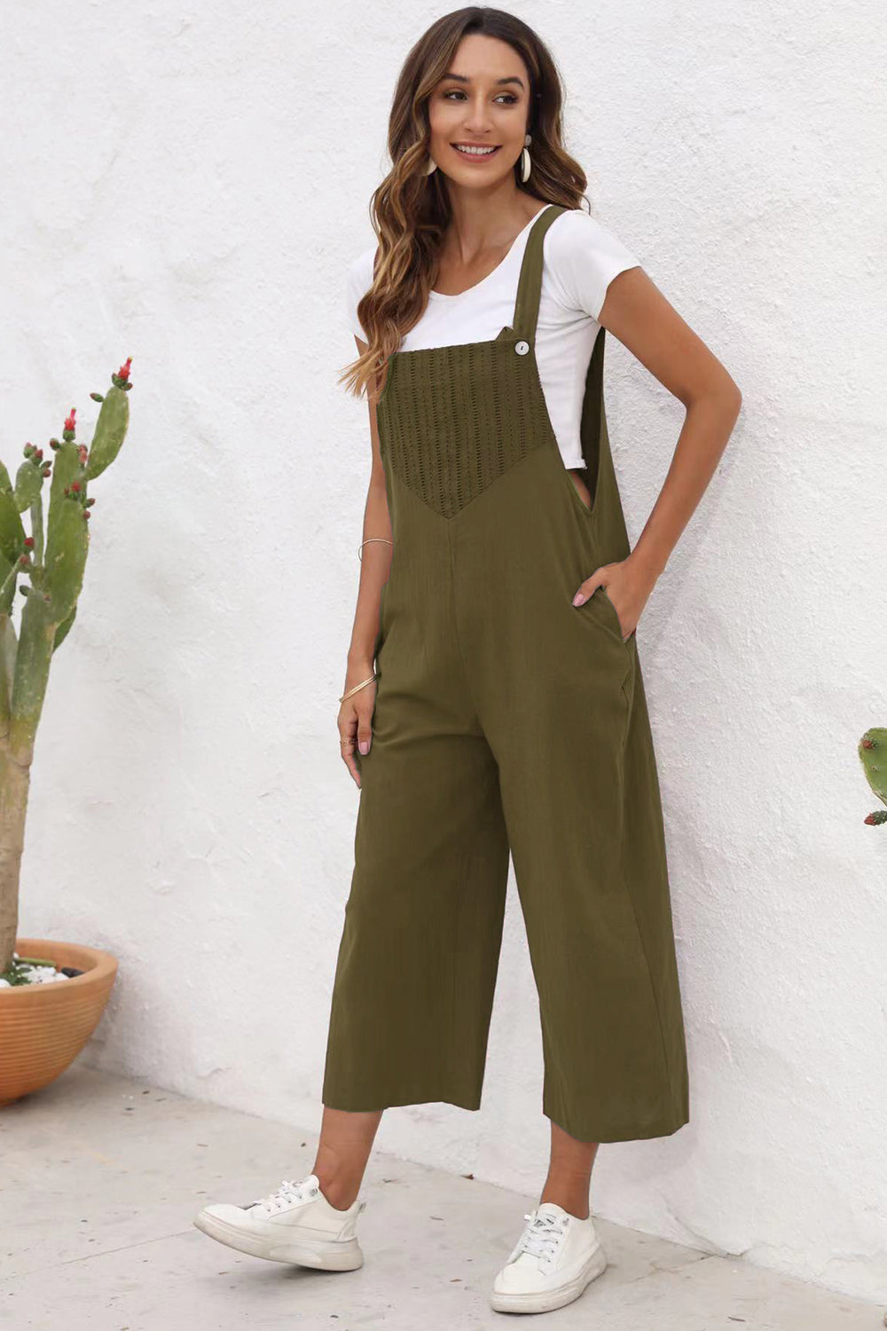 Full Size Square Neck Wide Strap Jumpsuit - Parsifale