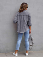 Distressed Drop Shoulder Denim Jacket - Parsifale