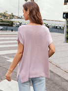 Notched Short Sleeve Knit Top - Parsifale