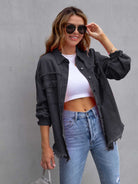 Distressed Drop Shoulder Denim Jacket - Parsifale