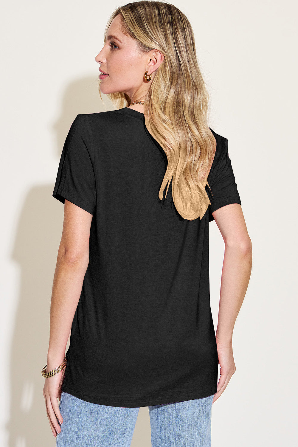 Basic Bae Bamboo Full Size V-Neck High-Low T-Shirt - Parsifale