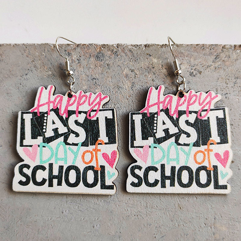 School Theme Wooden Dangle Earrings