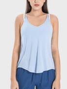 Slit Spaghetti Strap Scoop Neck Active Cami - Parsifale