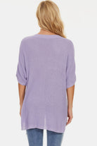 Pocketed V-Neck Half Sleeve Knit Top - Parsifale