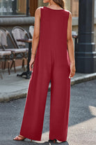 Full Size V-Neck Wide Strap Jumpsuit - Parsifale