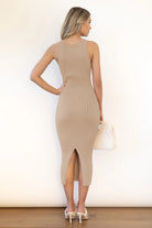 Slit Ribbed Round Neck Sleeveless Dress - Parsifale