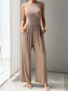 Round Neck Sleeveless Wide Leg Jumpsuit - Parsifale