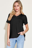 Basic Bae Bamboo Full Size V-Neck High-Low T-Shirt - Parsifale