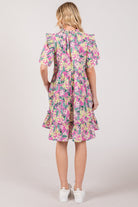 SAGE + FIG Floral Ruffle Short Sleeve Dress - Parsifale