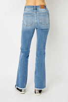 Judy Blue Full Size Distressed Raw Hem Bootcut Jeans - Parsifale