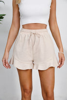 Full Size Drawstring Ruffle Hem Shorts - Parsifale